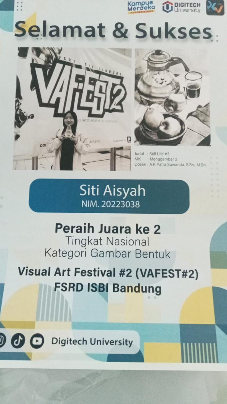 Mahasiswi DKV Digitech University Raih Juara 2 Nasional di VAFEST#2 ISBI Bandung